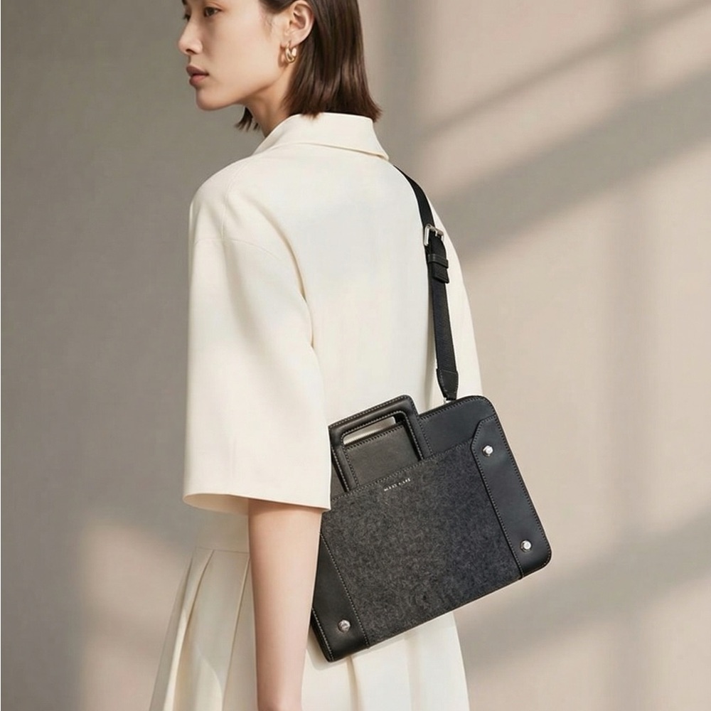 Charles & Keith Black and Gray Laptop Bag